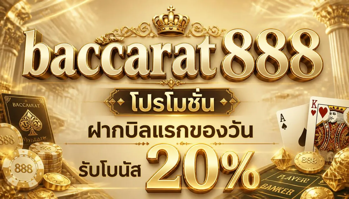 baccarat888 โปรโมชั่น ฝากบิลแรกของวัน รับโบนัส 20%